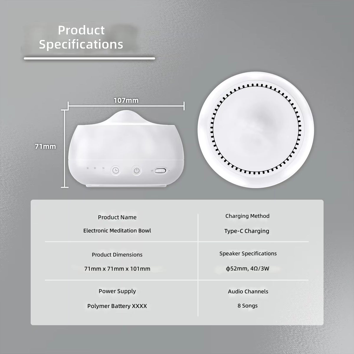 Electronic Sound-Making Meditation Bowl Portable Touch-Control Singing Bowl Timer White Noise Sleep Mindfulness Healing