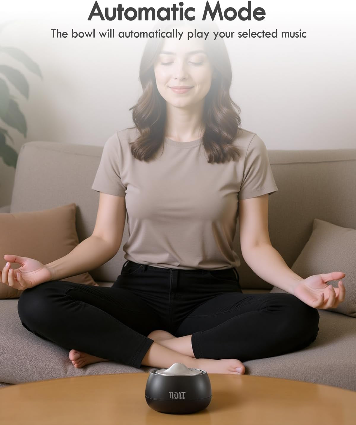 Portable Electronic Tibetan Singing Bowl, 8 Healing Frequencies (369-963Hz), Auto & Manual Modes, Vibration Therapy with Timer, USB-C Rechargeable Meditation Device for Relaxation